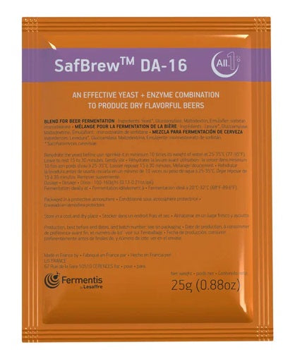 SAFBREW™ DA-16 LEVURE POUR BIÈRES SÈCHES FRUITÉES ET HOUBLONNÉES
